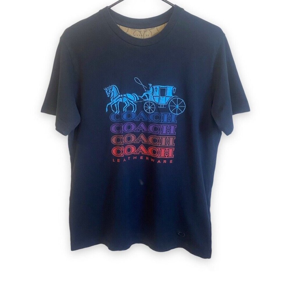 Coach Embroidered Horse And Carriage Short Sleeve T-Shirt Colorful Logo Small